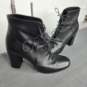 Saint Laurent Loulou Black Leather Lace-Up Ankle Boots EU 37 - YSL - with COA